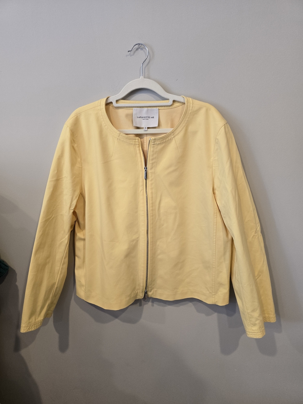Lafayette 148 New York Butter Yellow Zip-Front Jacket Size XL